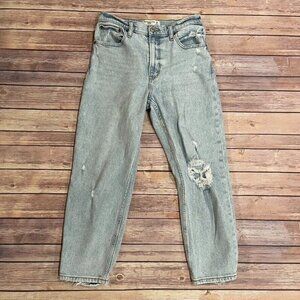 Abercrombie & Fitch Mom High Rise Jeans Distressed Light Wash